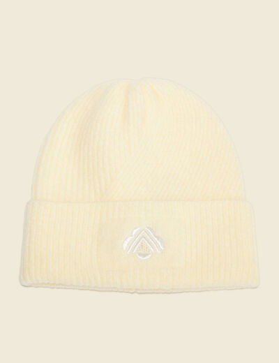 Bonnet tricoté jaune clair femme