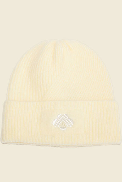 Bonnet tricoté jaune clair femme