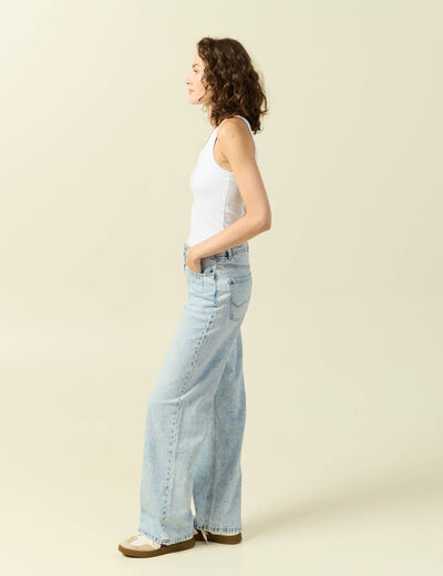 Jeans large taille standard denim snow bleu femme