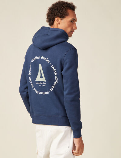 Sweat à capuche bleu marine homme