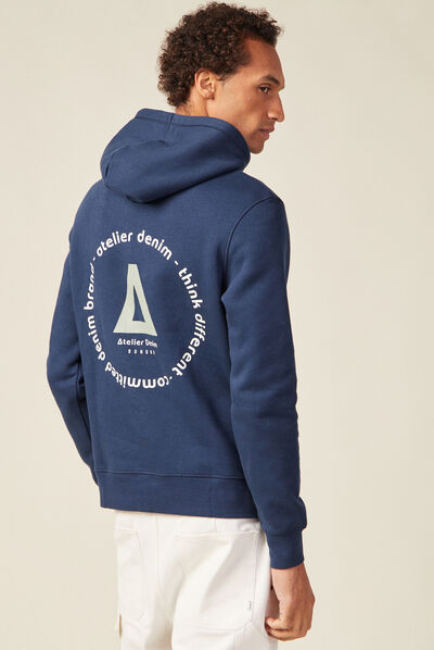 Sweat à capuche bleu marine homme