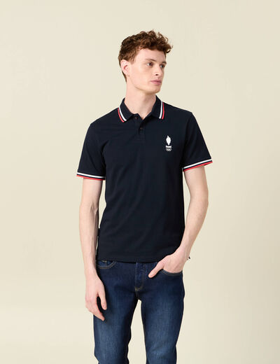 Polo manches courtes bleu marine homme