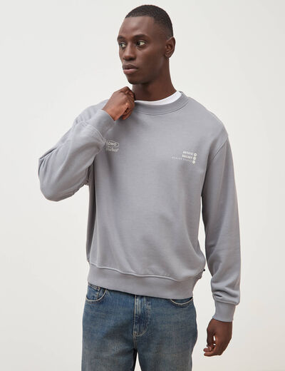 Sweat col rond manches longues gris homme