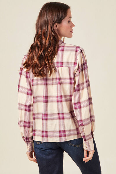 Chemise manches longues violet femme