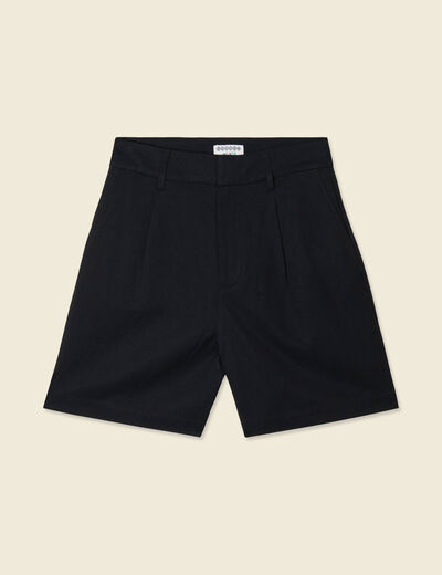 Bermuda droit taille haute noir femme