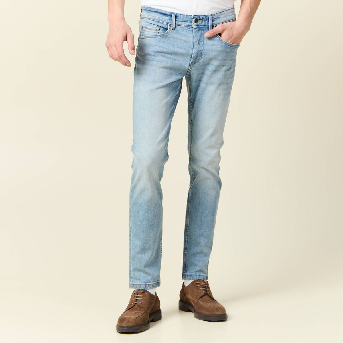Jeans slim 5 poches denim used homme