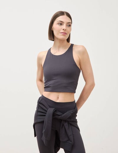 Brassi&egrave;re ajust&eacute;e cropped gris fonc&eacute; femme