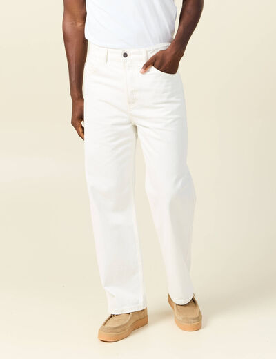 Jeans loose 5 poches denim blanc homme