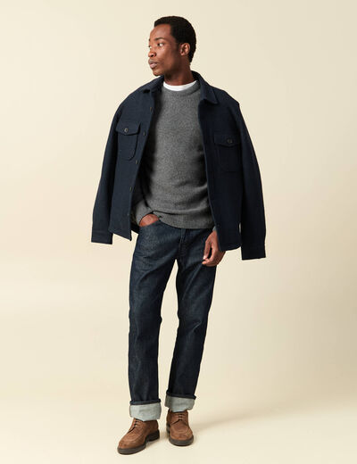 Pull manches longues fabriqu&eacute; en France gris fonc&eacute; homme