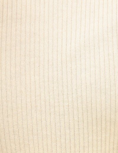 Pull cintr&eacute; col rond manches longues creme femme