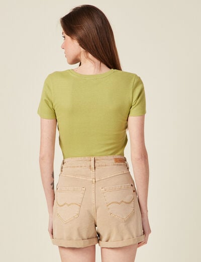 T-shirt manches courtes vert anis femme
