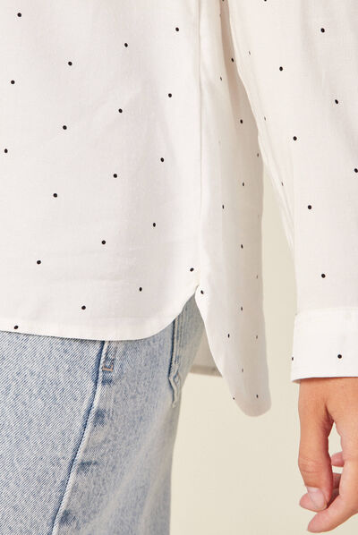 Chemise manches longues ecru femme