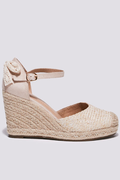 Espadrilles compensées ecru femme