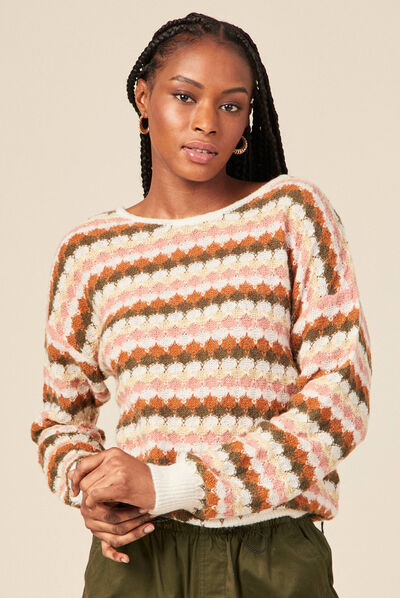 Pull éco-responsable orange foncé femme