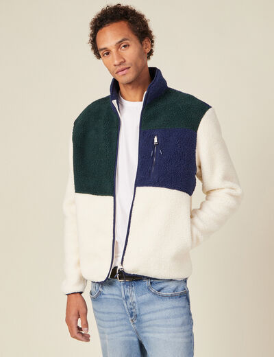 Sweat manches longues zippé vert foncé homme