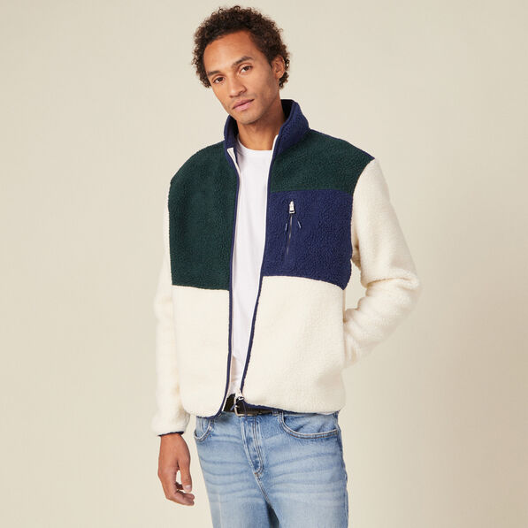 Sweat manches longues zippé vert foncé homme