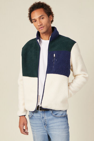 Sweat manches longues zippé vert foncé homme