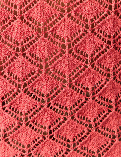 Pull manches courtes ajouré rouge femme