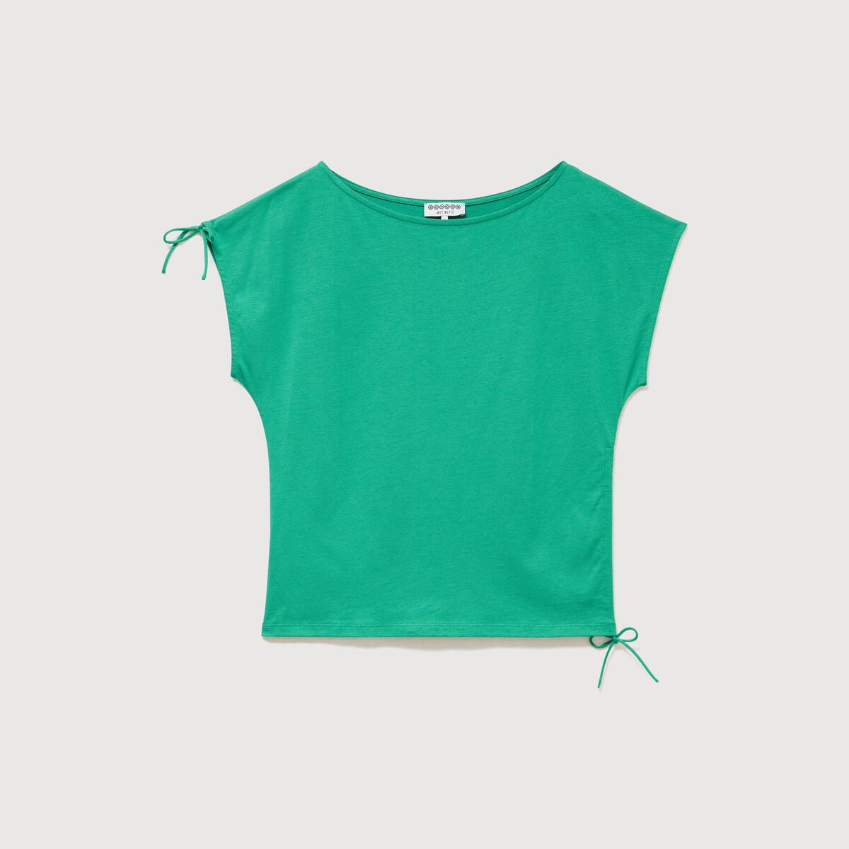 T-shirt ajust&eacute; col rond manches courtes vert femme