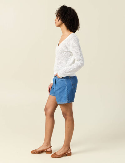 Gilet manches longues blanc femme