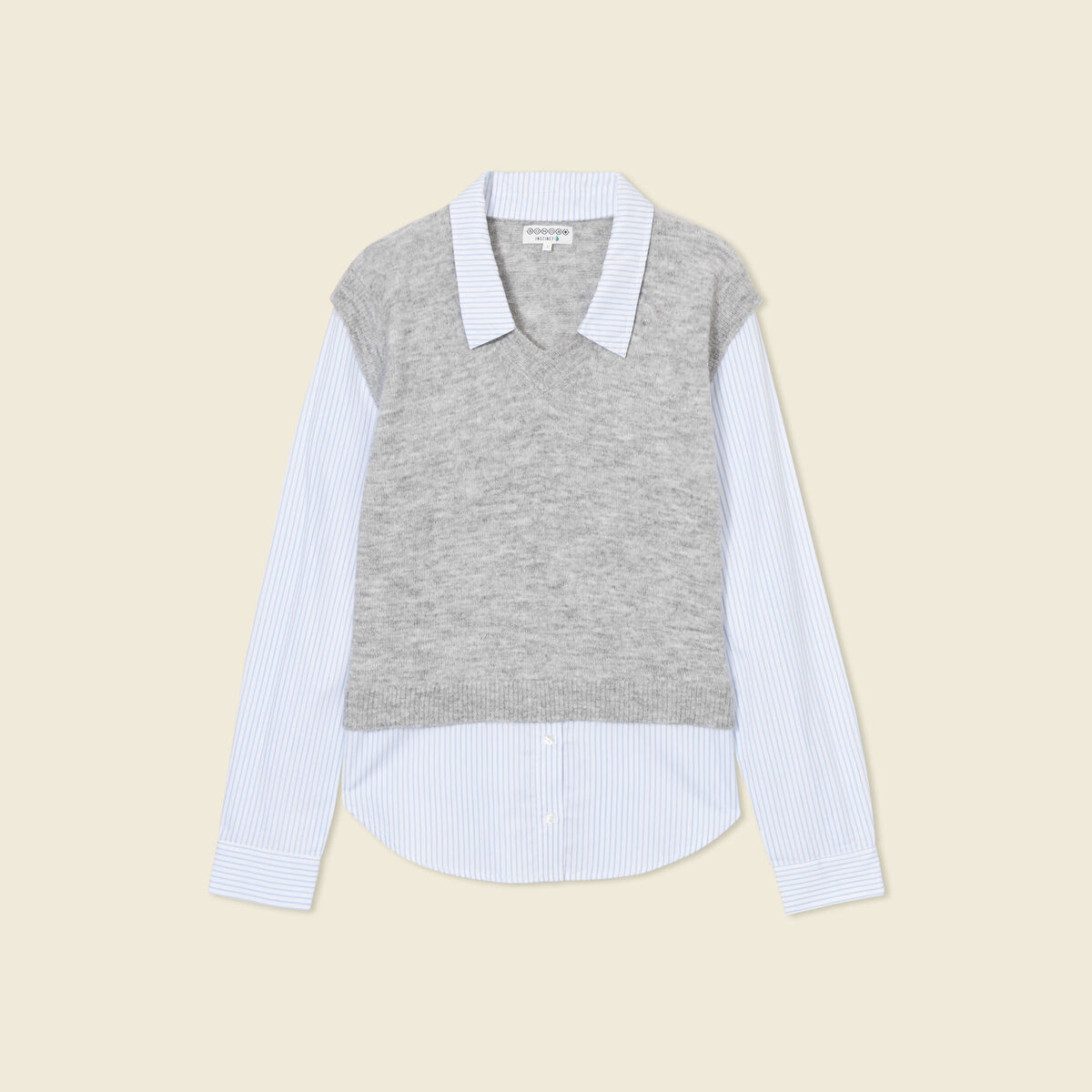 Pull 2-en-1 éco-responsable gris femme