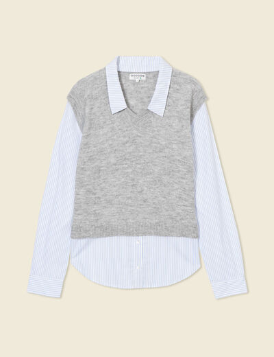 Pull 2-en-1 éco-responsable gris femme