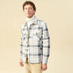 Surchemise oversize courte doubl&eacute;e gris homme