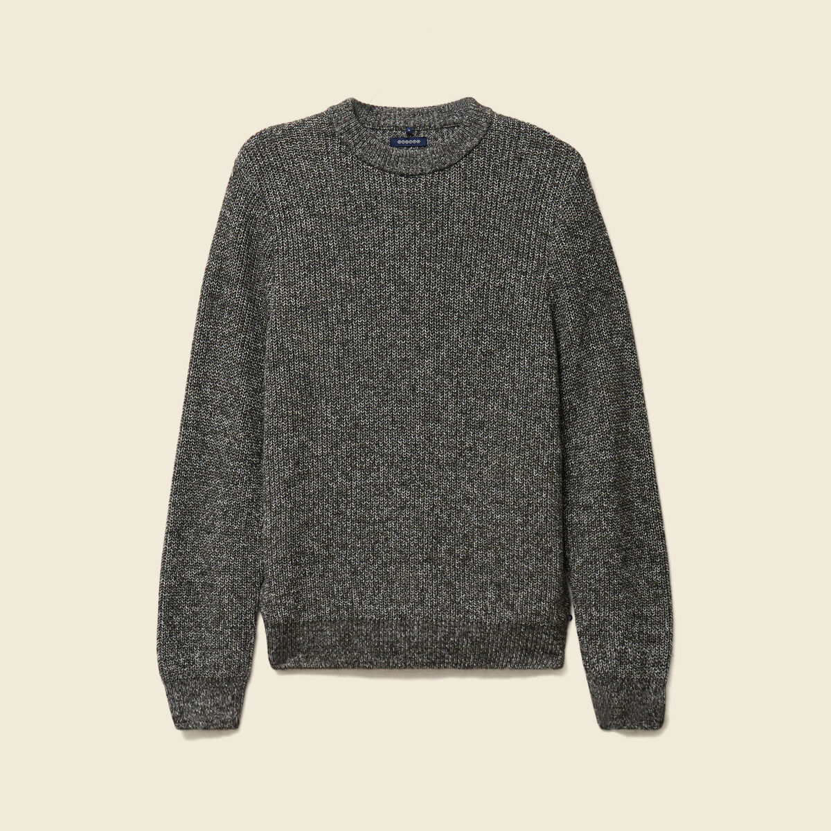Pull manches longues col rond vert kaki homme