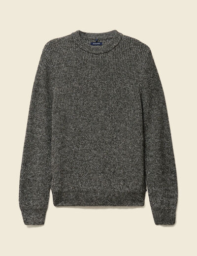 Pull manches longues col rond vert kaki homme