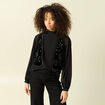 Veston court droit en velours noir femme