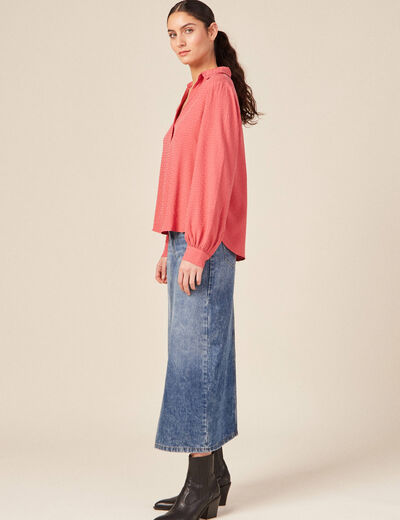 Blouse manches longues terracotta femme
