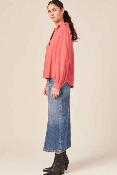 Blouse manches longues terracotta femme
