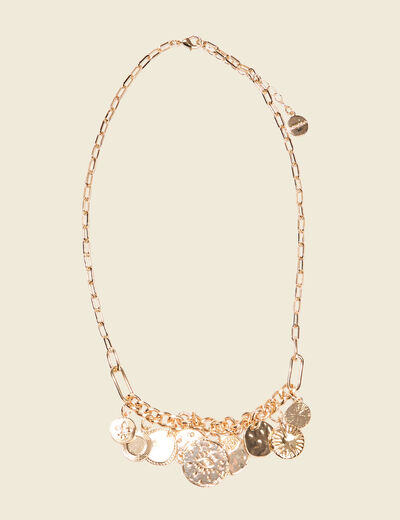 Collier avec médaillons couleur or femme