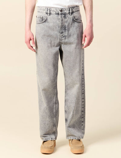 Jeans large 5 poches longueur 32 denim snow gris homme