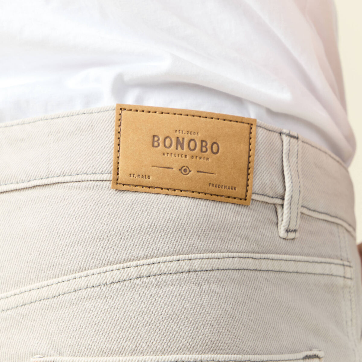 Bermuda droit en jean denim snow gris homme