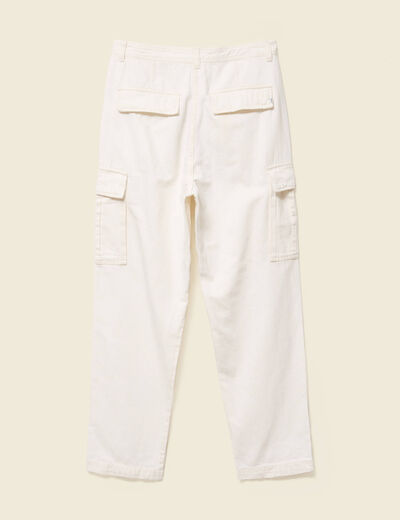 Pantalon cargo large longueur 32 ecru homme