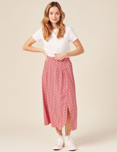 Jupe midi évasée rouge femme