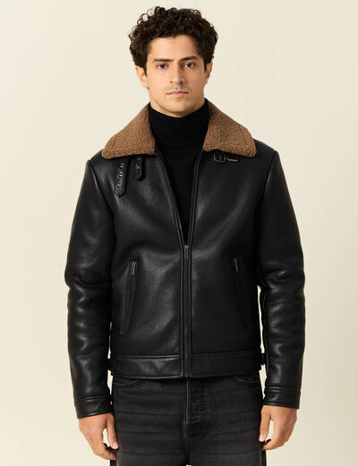 Blouson aviateur simili cuir noir homme