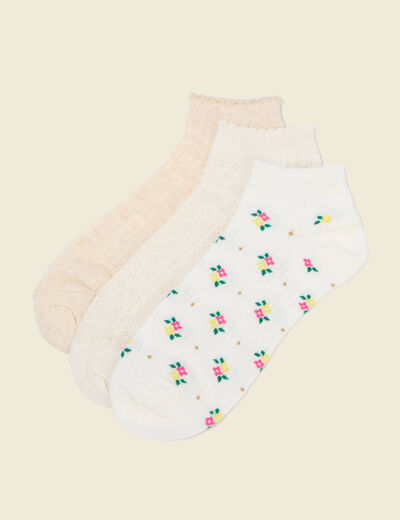 Lot de 3 paires de chaussettes creme femme
