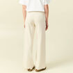Pantalon large taille haute en maille creme femme