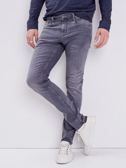 Jeans slim effet used gris fonce homme