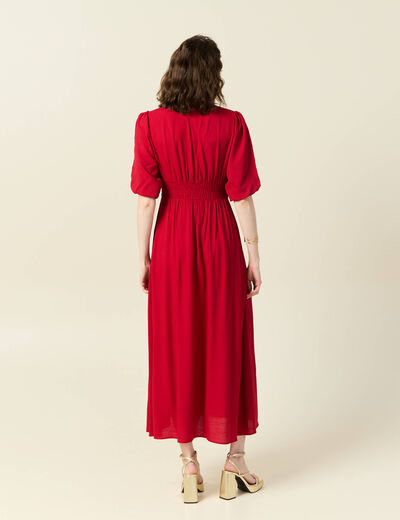 Robe longue évasée rouge foncé femme
