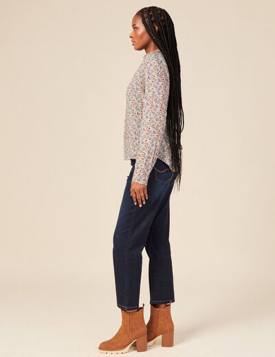 Blouse manches longues bleu turquoise femme