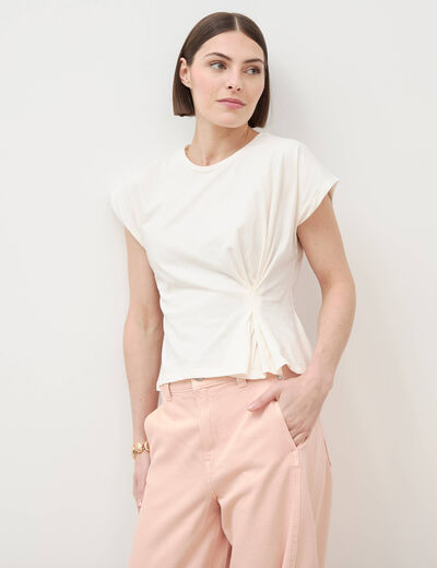 T-shirt manches courtes ivoire femme