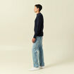 Pull col rond manches longues bleu marine homme