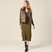 Robe pull longue moulante vert kaki femme