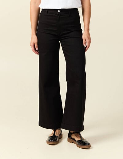 Jeans large taille haute denim noir femme