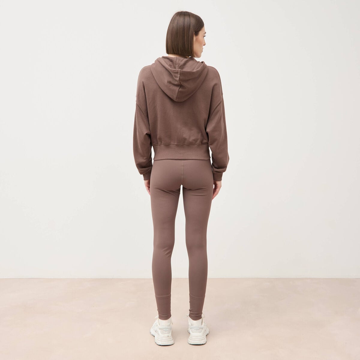 Sweat boyfriend &agrave; capuche marron femme