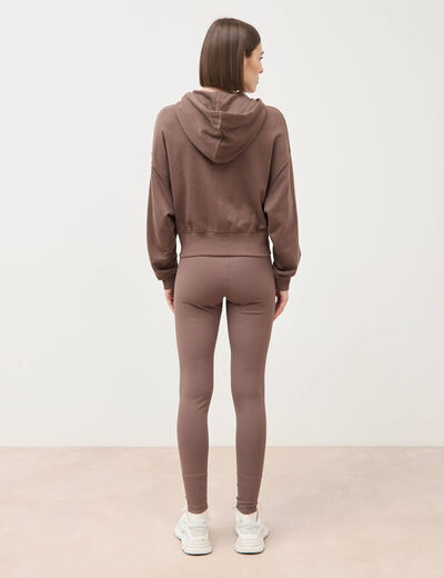 Sweat boyfriend &agrave; capuche marron femme