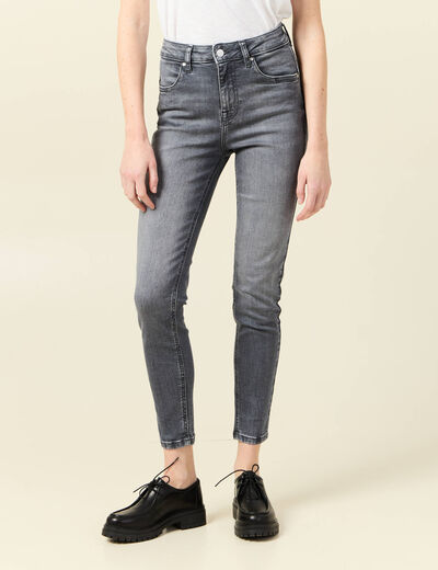 Jeans skinny éco-responsable denim gris clair femme